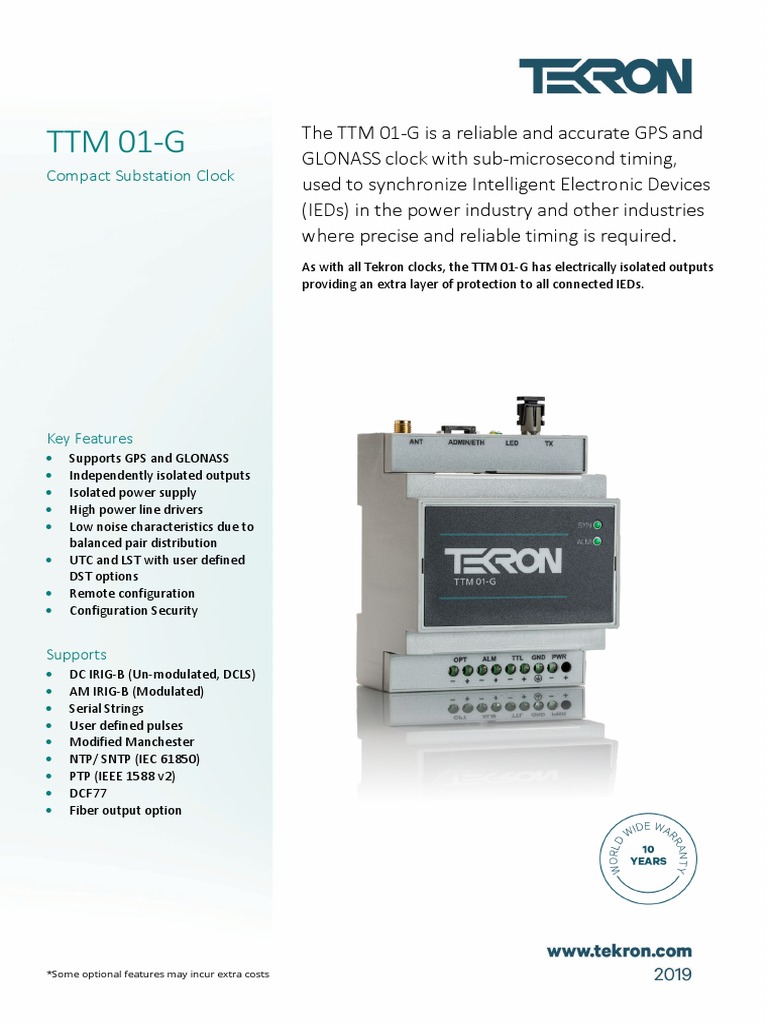 Tekron TTM 01-G Compact Clock Overview | PDF | Data Transmission ...