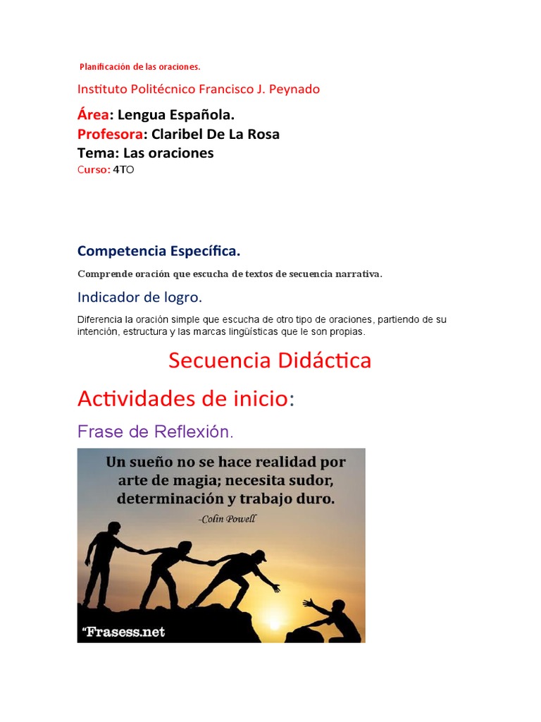 Tipos y Estructura de Oraciones | PDF | Artes del Lenguaje y Comunicación