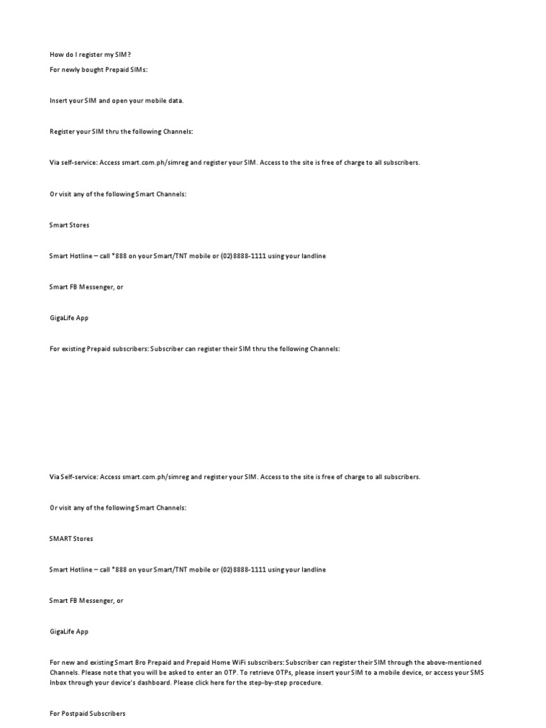 How To Register Sim Card PDF