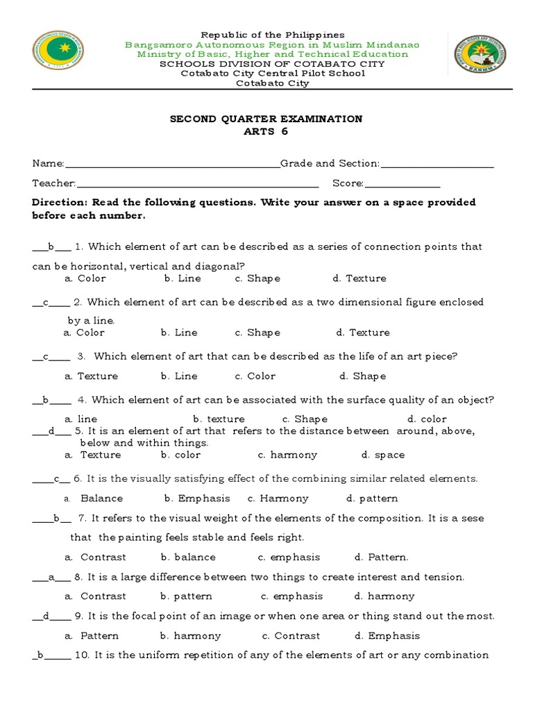 Second Periodical Exam Arts Pdf Computing Vision