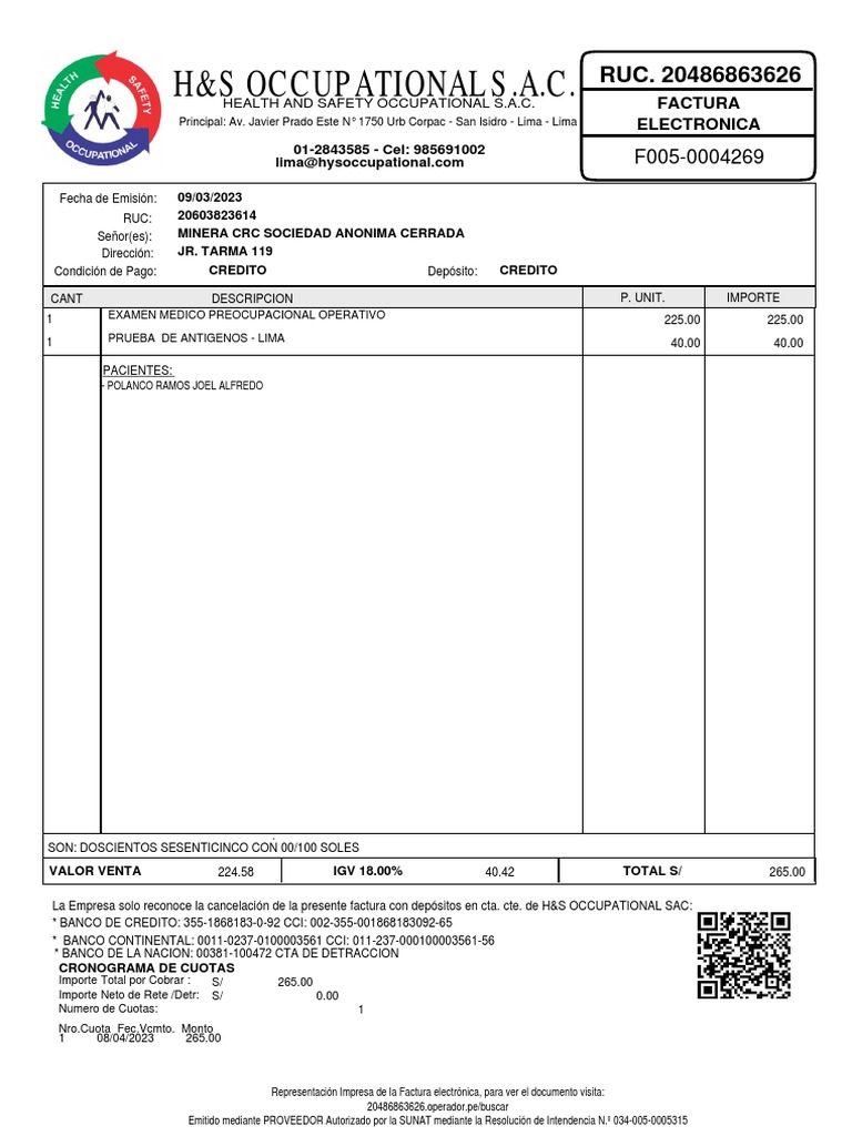 Mcrc. - Fact - F005-00004269 H&S Occupational Sac | PDF