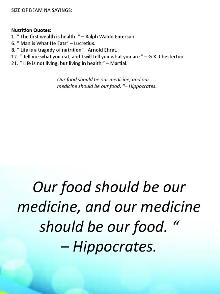 Sayings Quotes About Nutrition | PDF