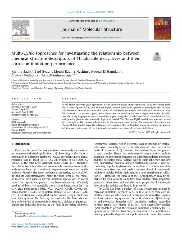 Journal of molecular structure pdf quantitative structure activity