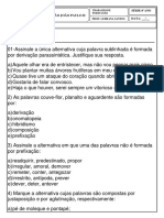 Trabalho de série 9° ano sobre formação de palavras