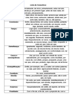 Lista de Conectivos para Textos