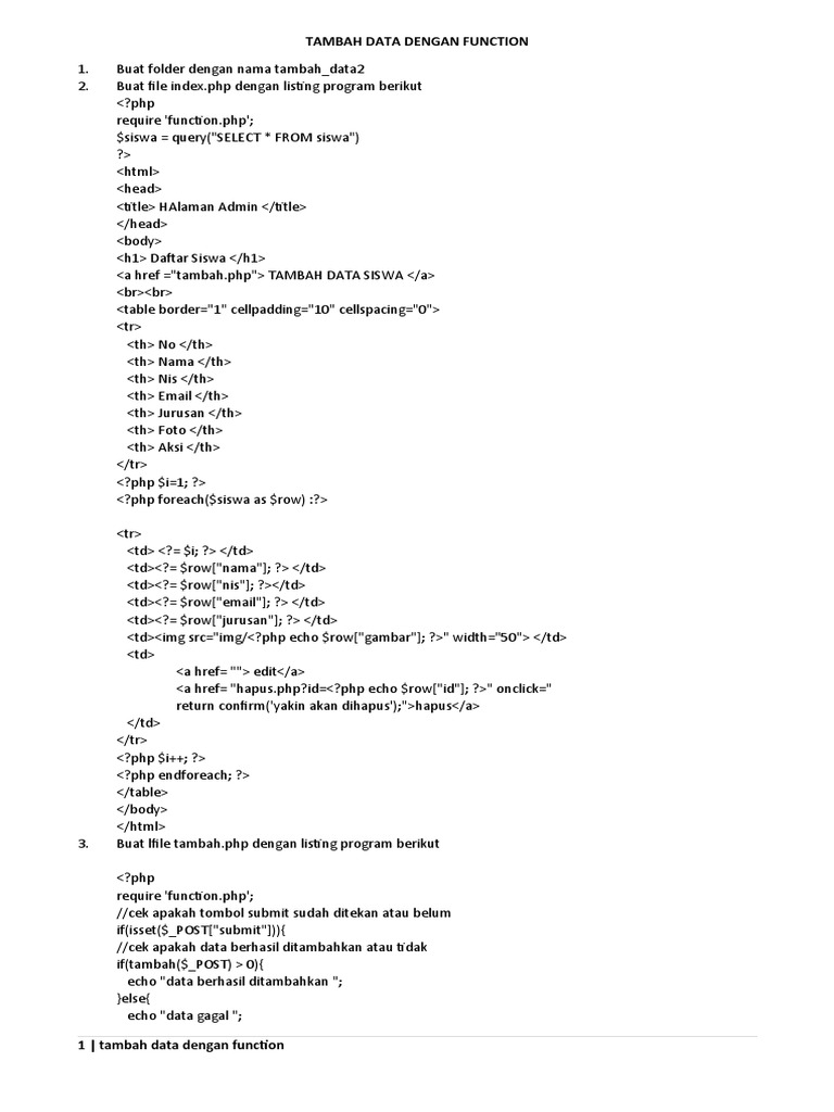 Tambah Data Dengan Function | PDF