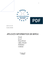 Aplicatii Informatice de Birou - Word, Excel, PowerPoint, Binder, Publisher, Outlook