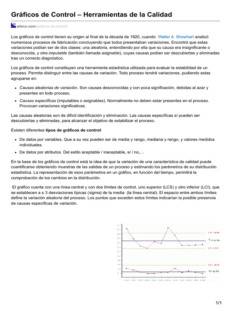 Gráficos de Control en Procesos de Calidad | PDF