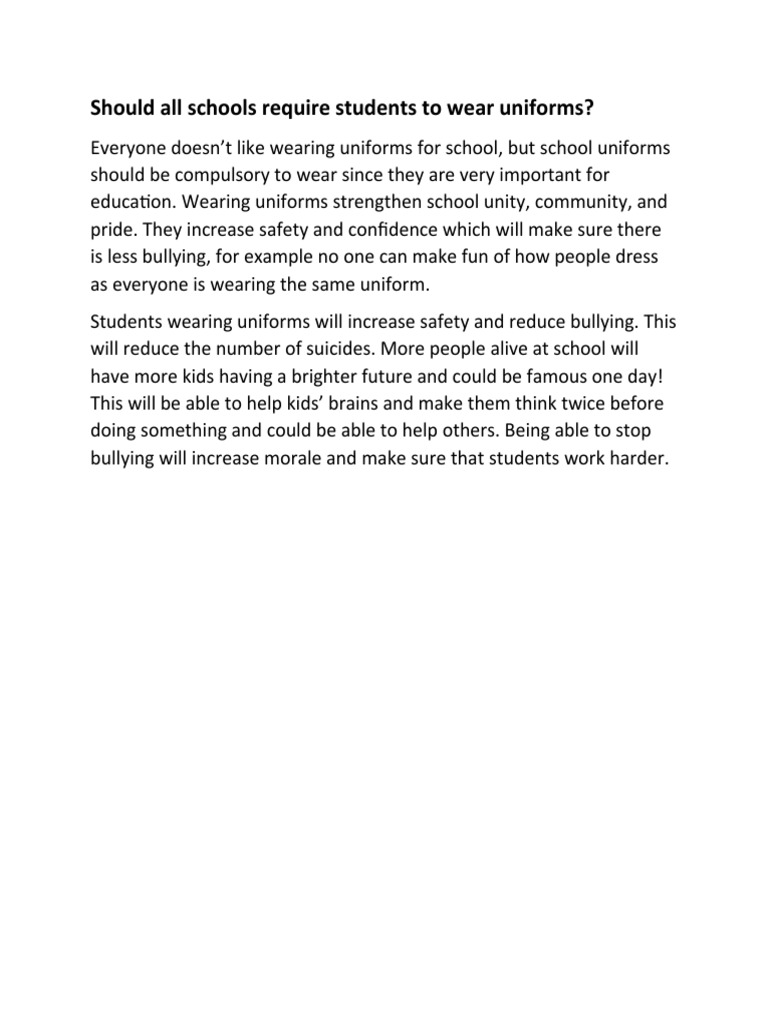 Should All Students Wear Uniform PDF