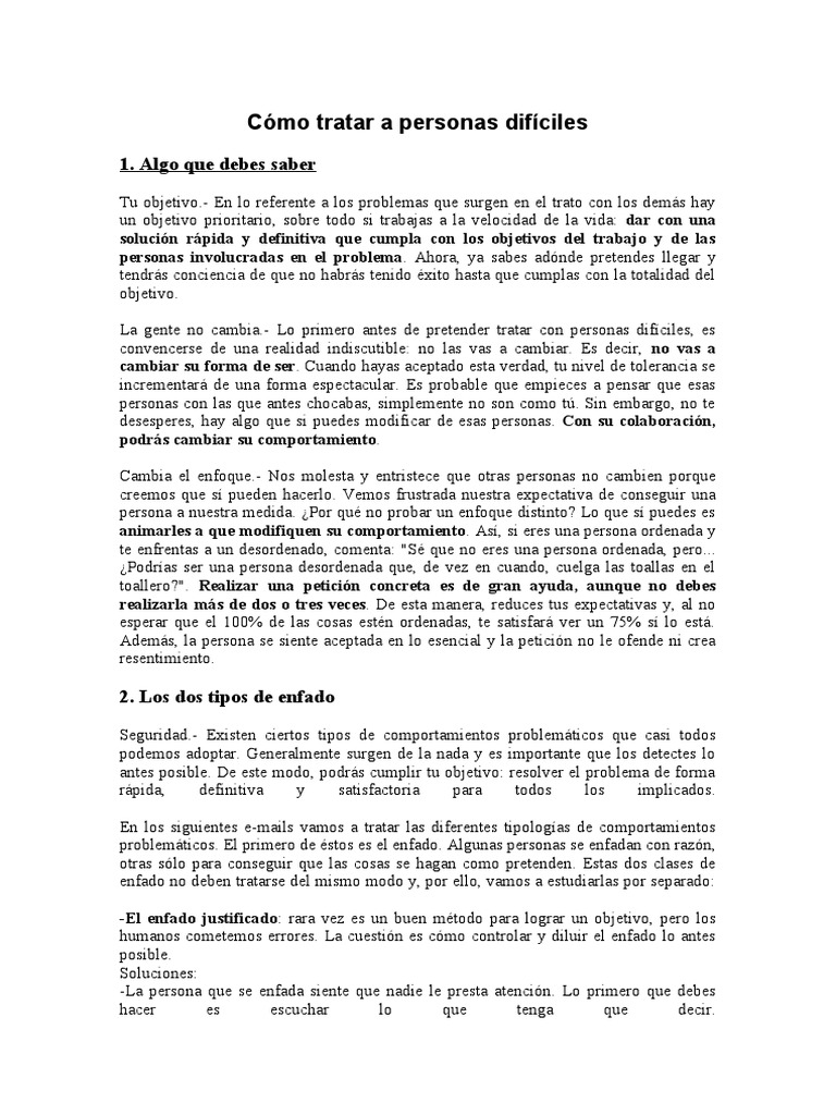 Cómo Tratar A Personas Difíciles | PDF