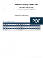 Gabaritos preliminares concurso público Paulínia 2021