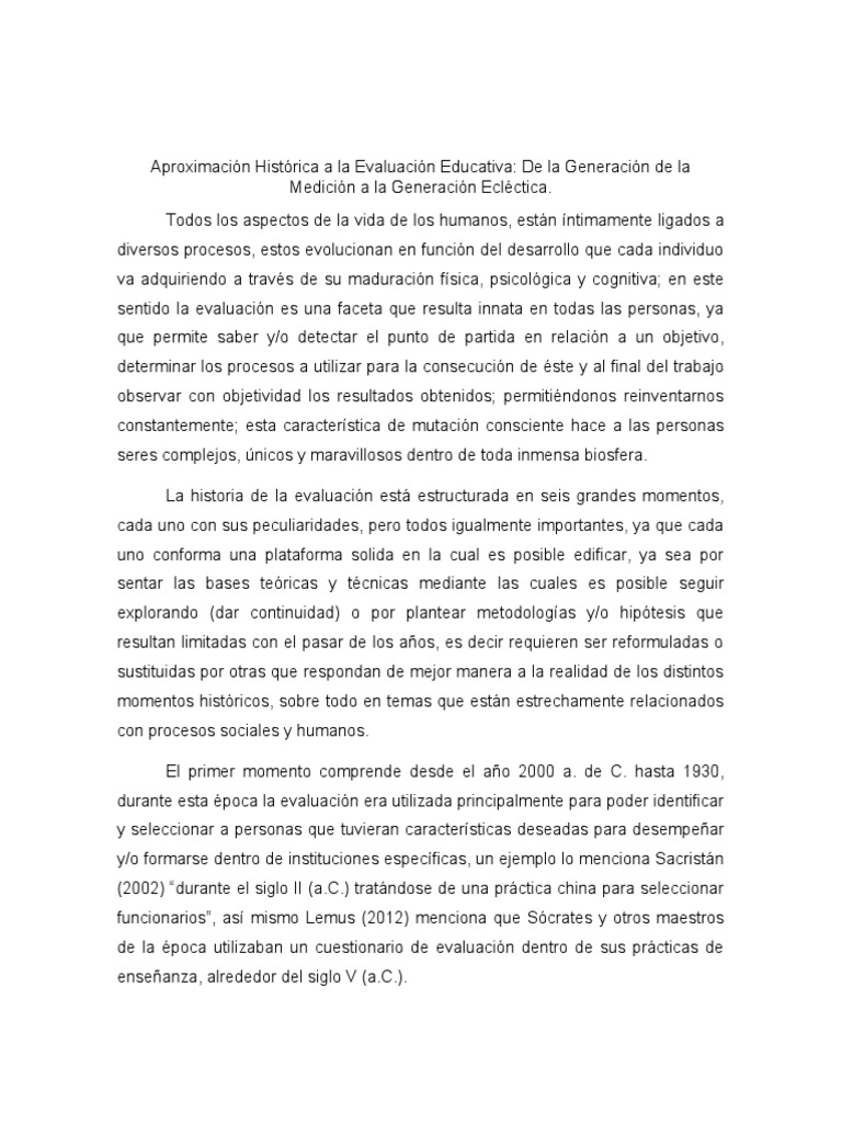 Evolución de la Evaluación Educativa | PDF | Evaluación | Paradigma