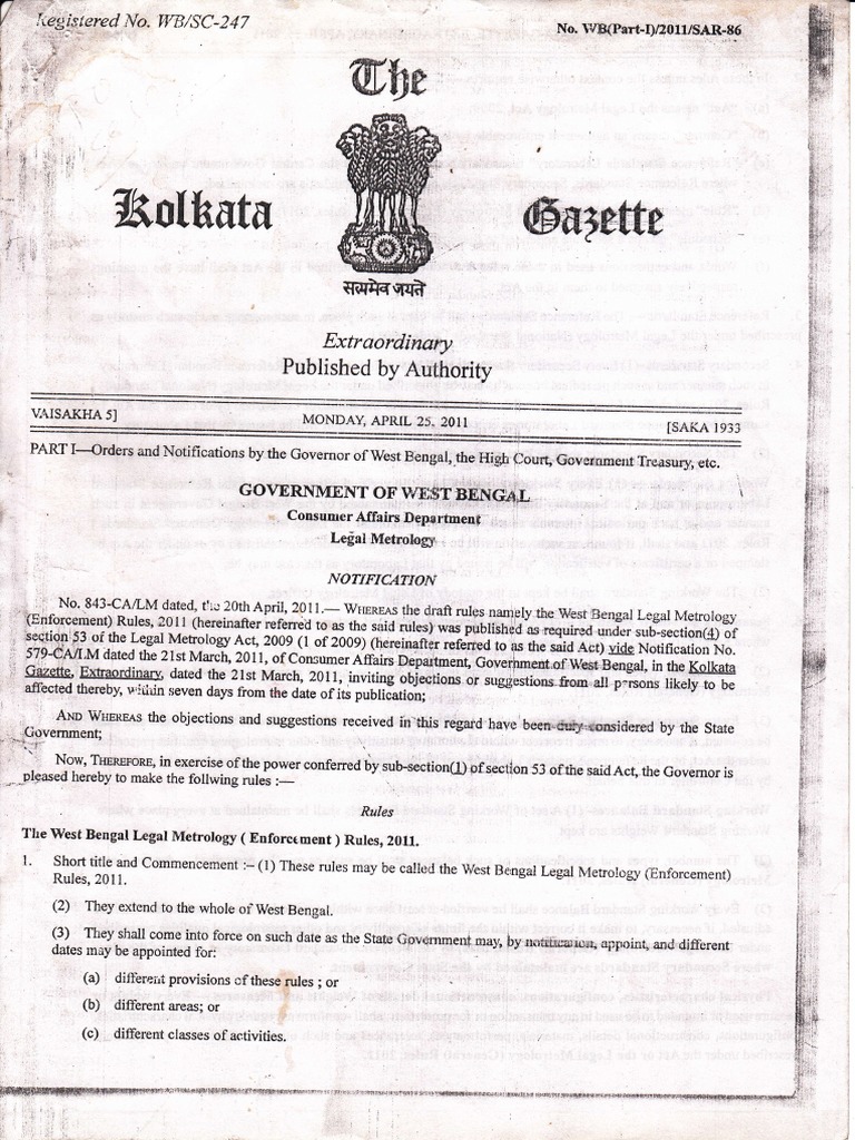 Govt Rule of WB For Tank Calibration Fees PDF PDF Military Of