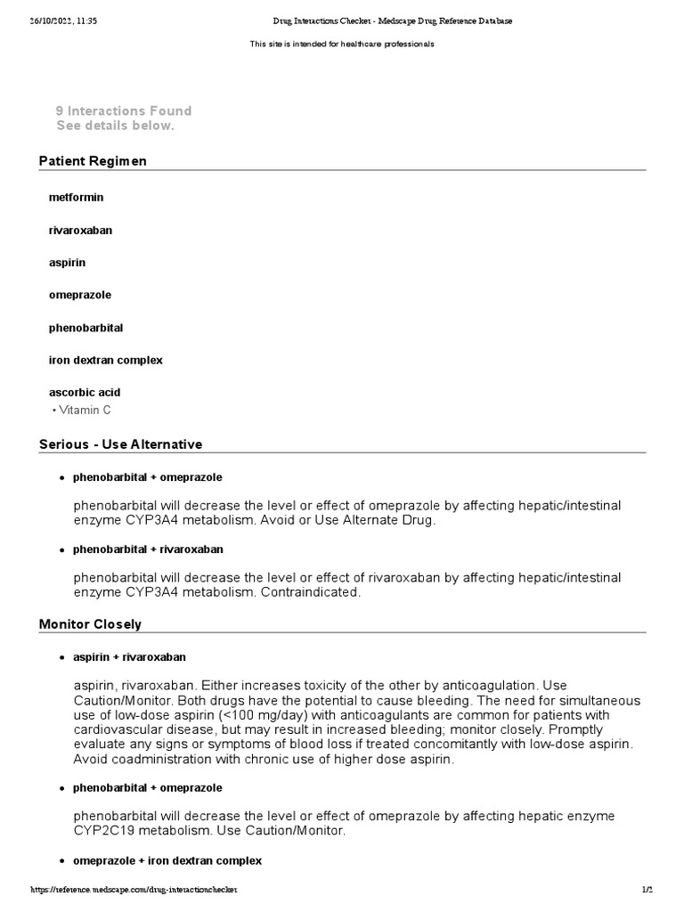 Drug Interactions Checker Medscape Drug Reference Database PDF