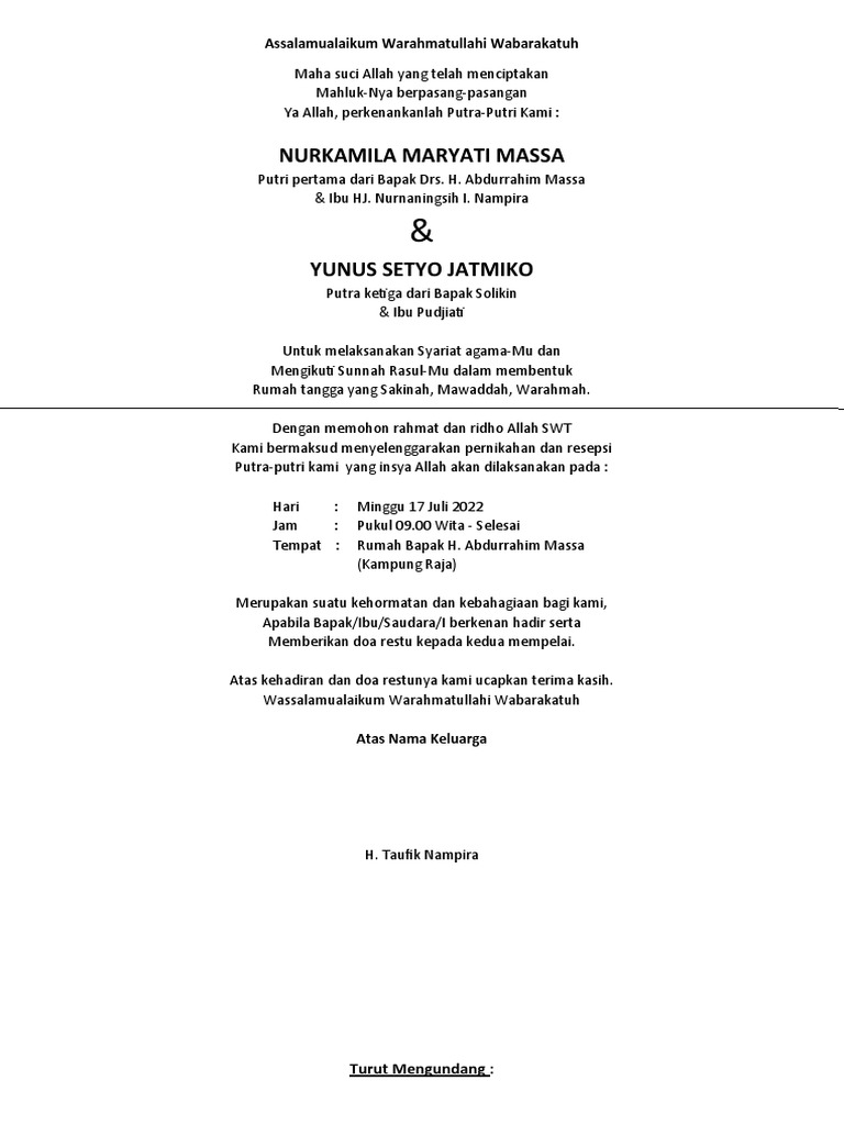 Draft Undangan Mila | PDF