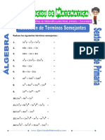 Ejercicios de Reduccion de Terminos Semejantes para Sexto de Primaria PDF