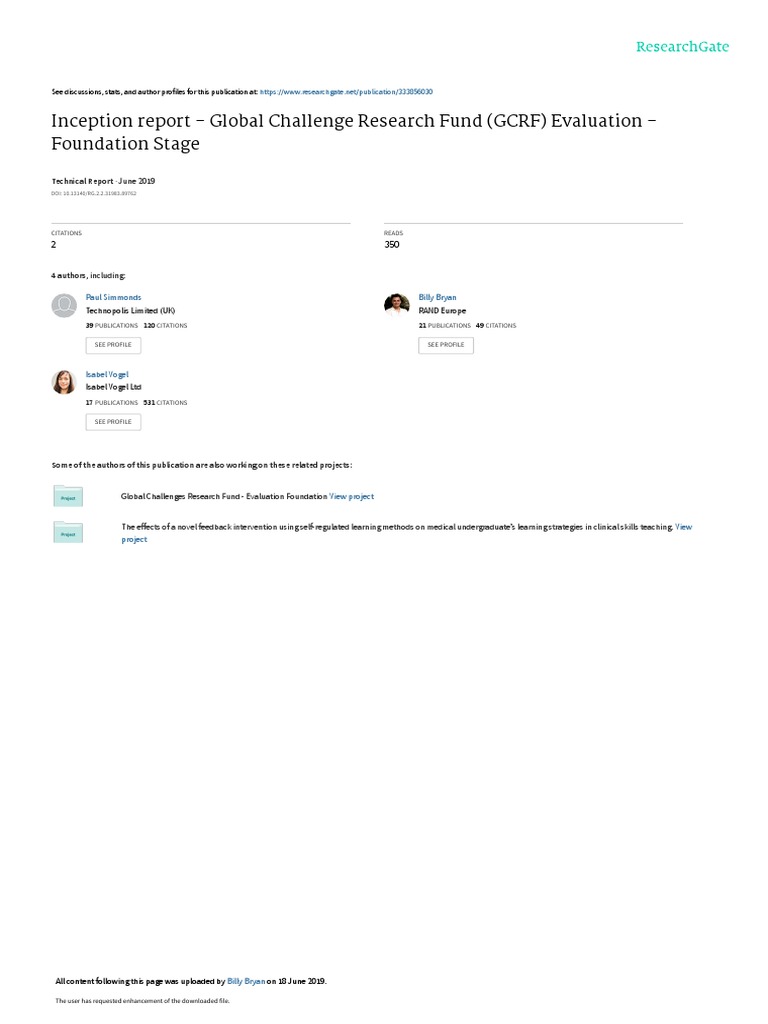 GCRF Foundation Evaluation Inception Report PDF Evaluation