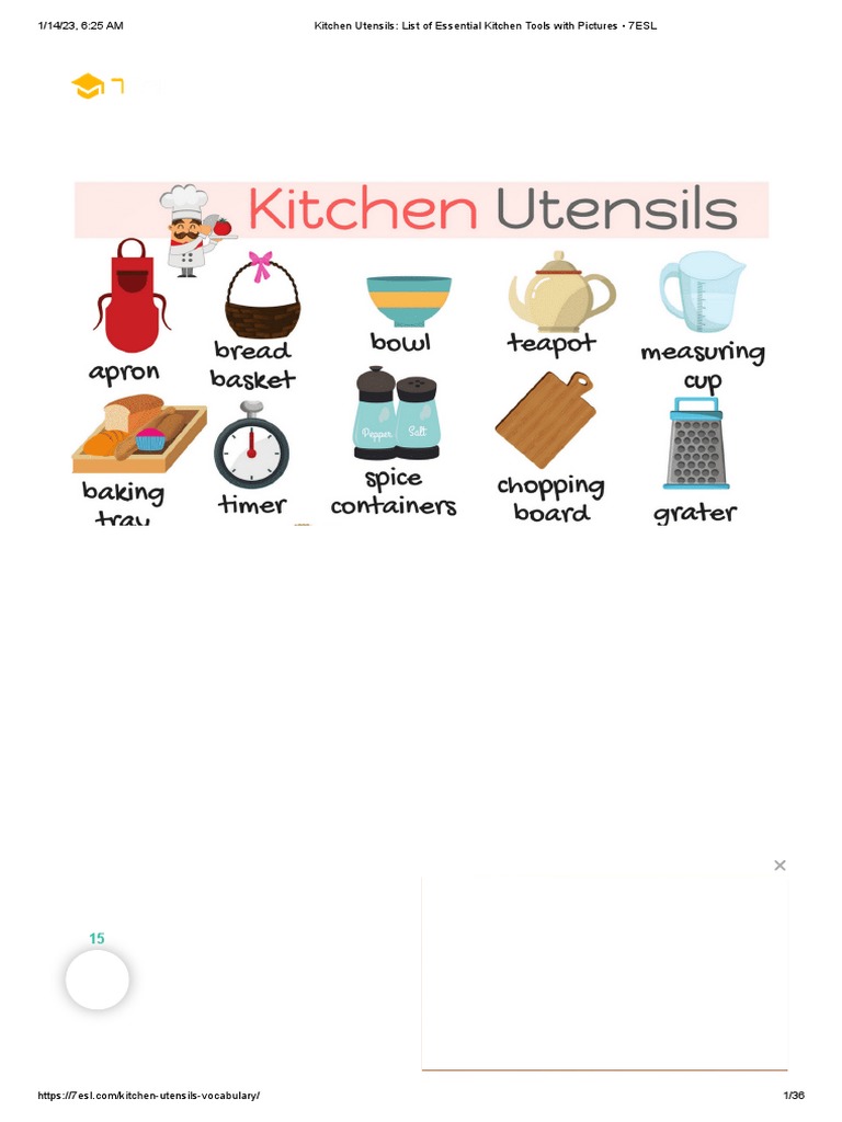 Kitchen Utensils - List of Essential Kitchen Tools With Pictures - 7ESL