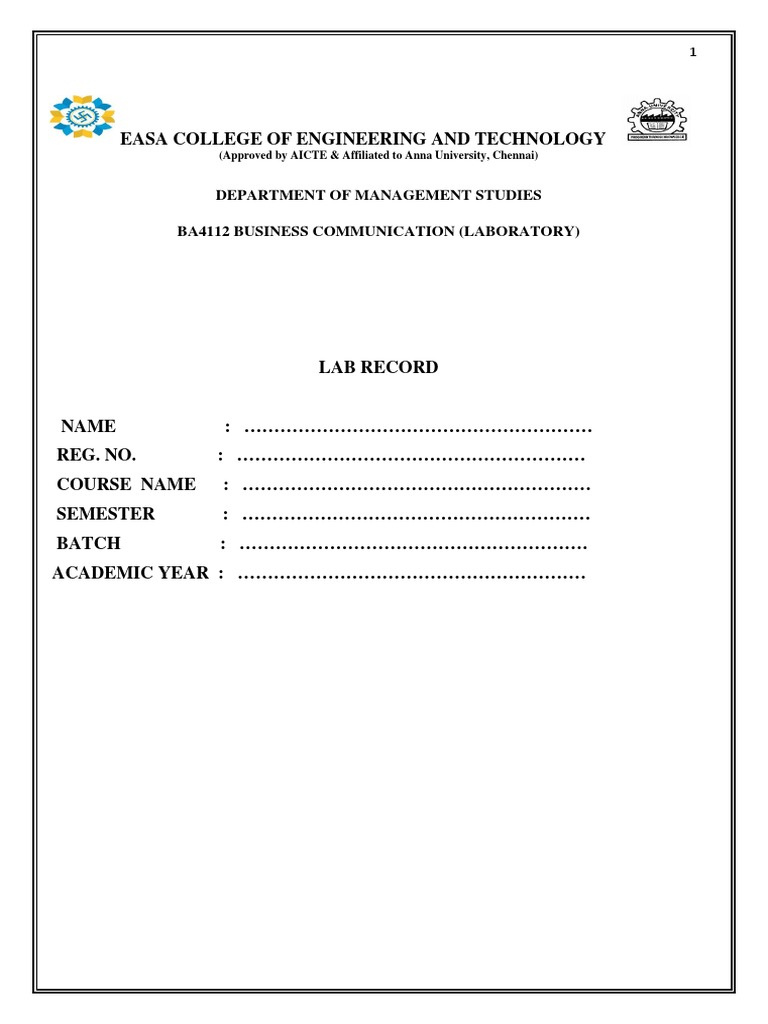 Communication Skills Lab Manual Ba4112 Pdf Pdf Vowel Stress