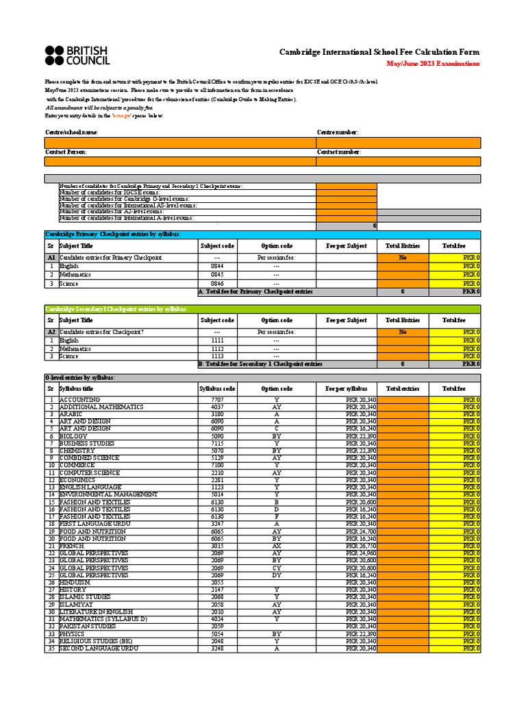 O-Level Fees Calculation 2023 | PDF | Student Assessment And Evaluation ...