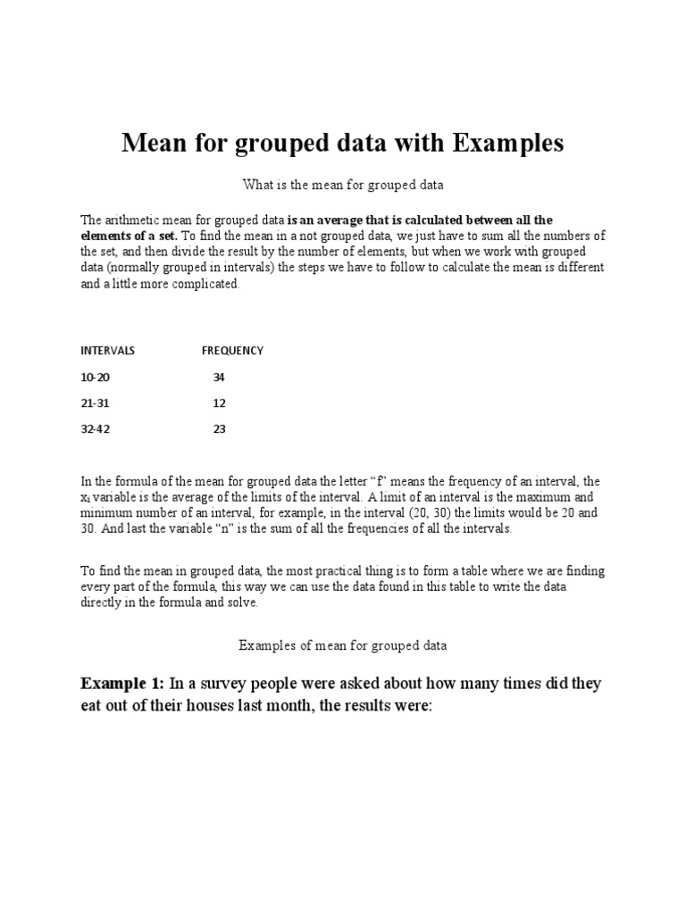 Mean For Grouped Data 021223 PDF Mean Average