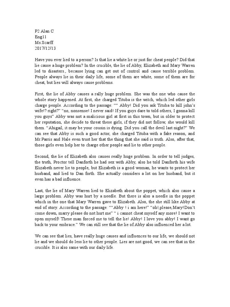 The Crucible Essay PDF