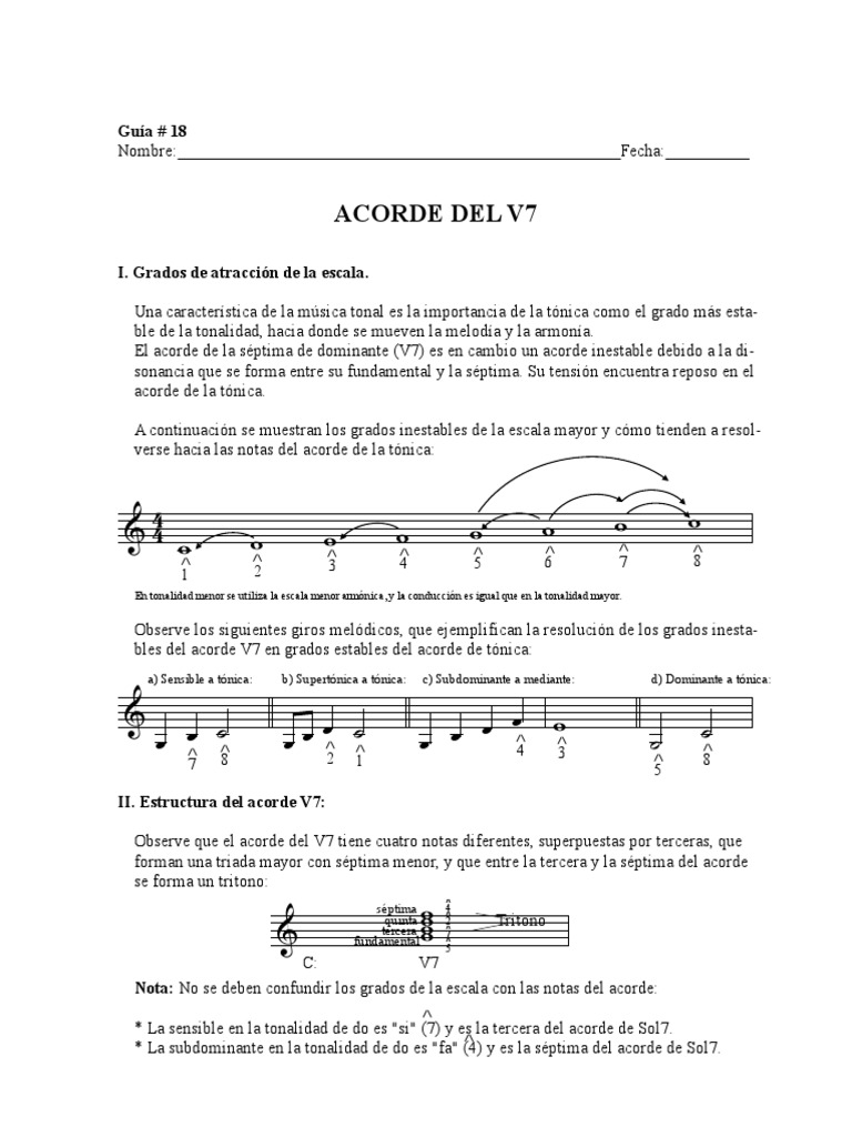 Acorde V7 y su Resolución | PDF | Acorde (Música) | Teoría musical