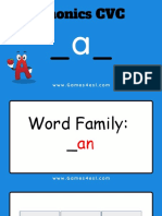 Phonics CVC Letter a Word Family An