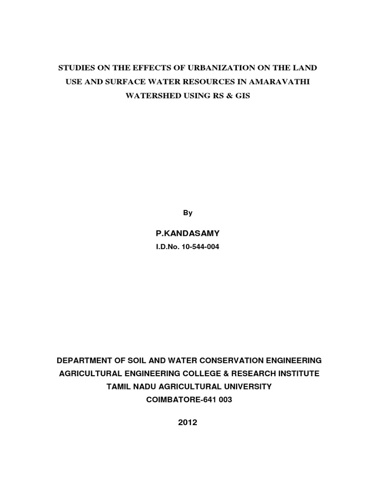 Studies On The Effects of Urbanization On The Land Download Free PDF