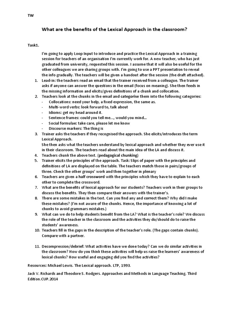 What Are The Benefits of Lexical Approach in The Classroom Session Plan ...