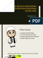 Pertemuan 2. Karakter Religius Mahasiswa Dalam Kegiatan Dan Kehidupan Sehari-Hari