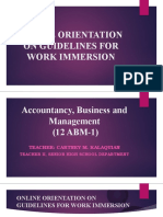 Online Orientation On Guidelines For Work Immersion