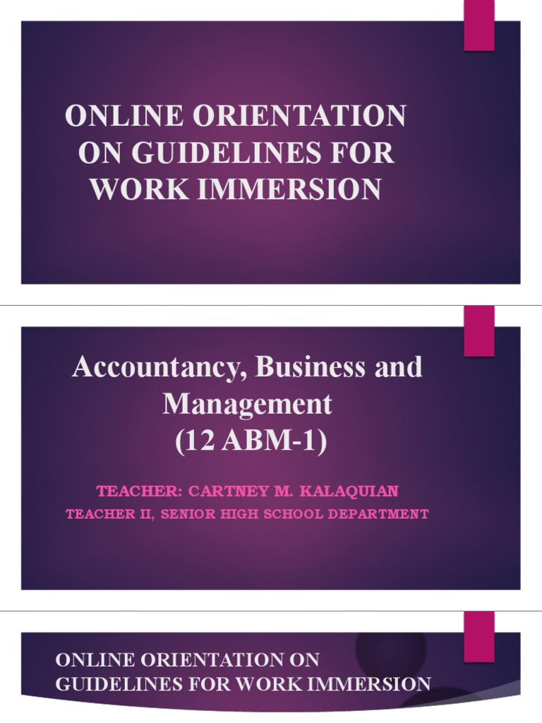 Work Immersion Guidelines for ABM Students | PDF | Résumé | Job Interview