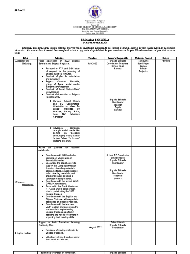 be-form-2-school-work-plan-pdf-learning-communication