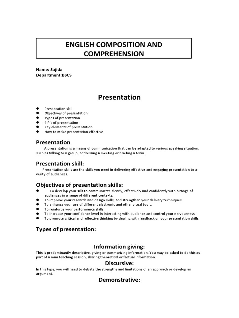 Objectives Of Comprehension