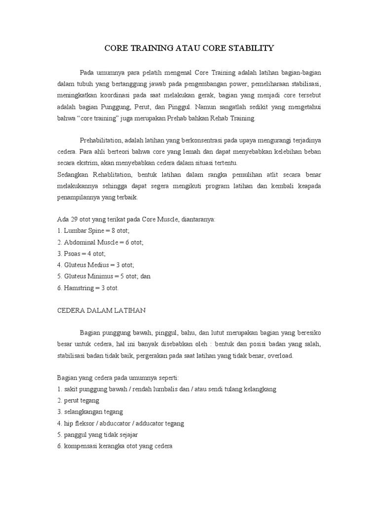 Core Training Atau Core Stability | PDF | Karier & Perkembangan ...