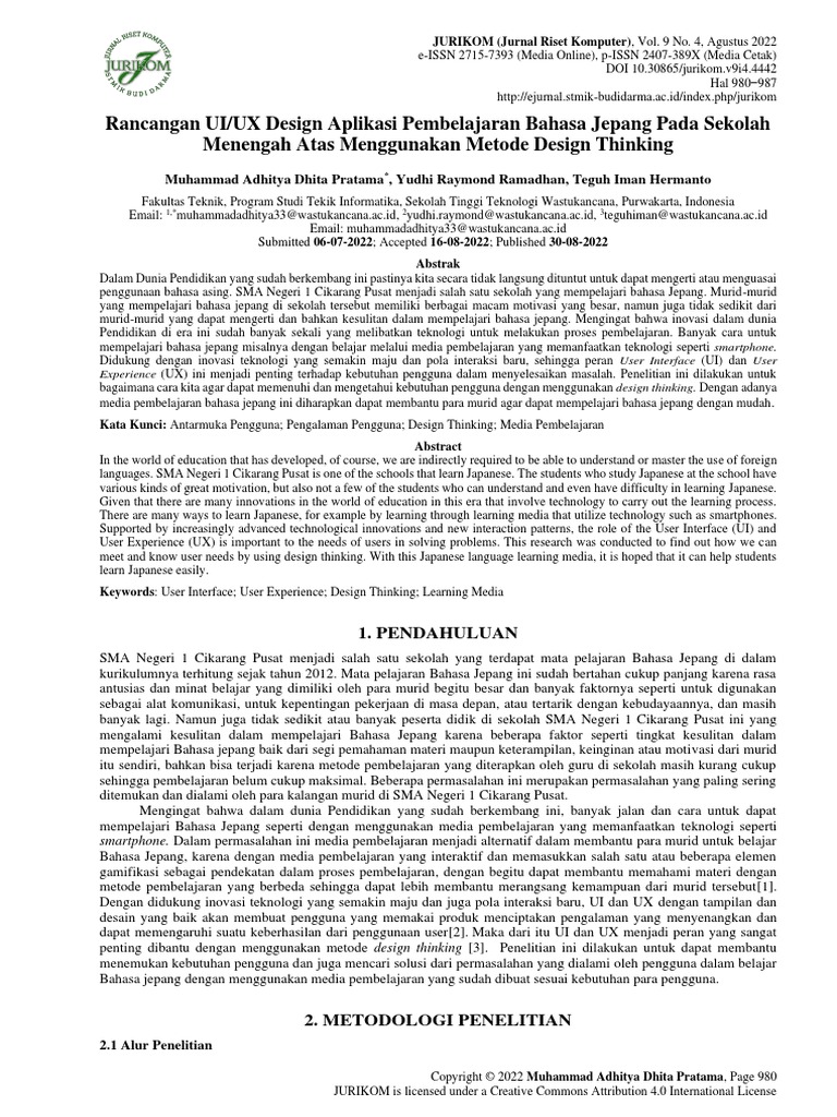 J7-Rancangan UI-UX Design Aplikasi Pembelajaran Bahasa Jepang Pada ...