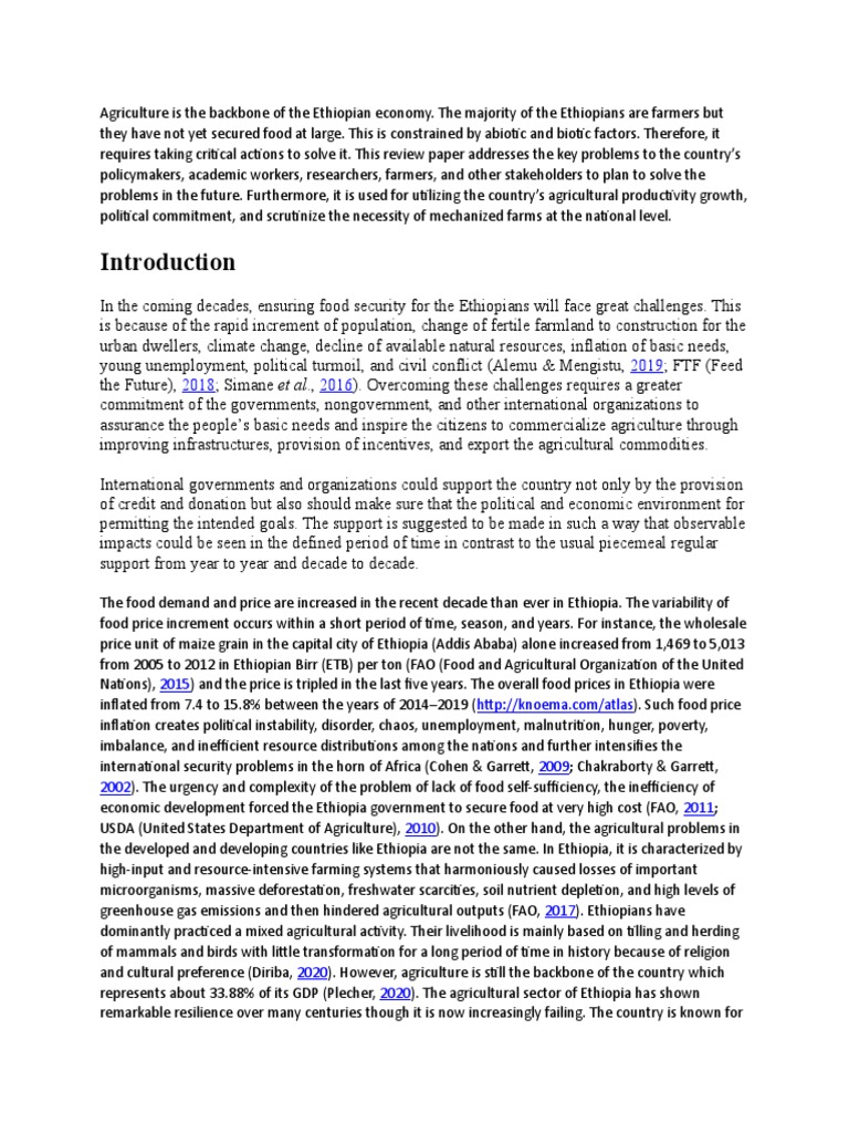 Agricultural Challenges in Ethiopia | PDF | Agriculture | Food Security