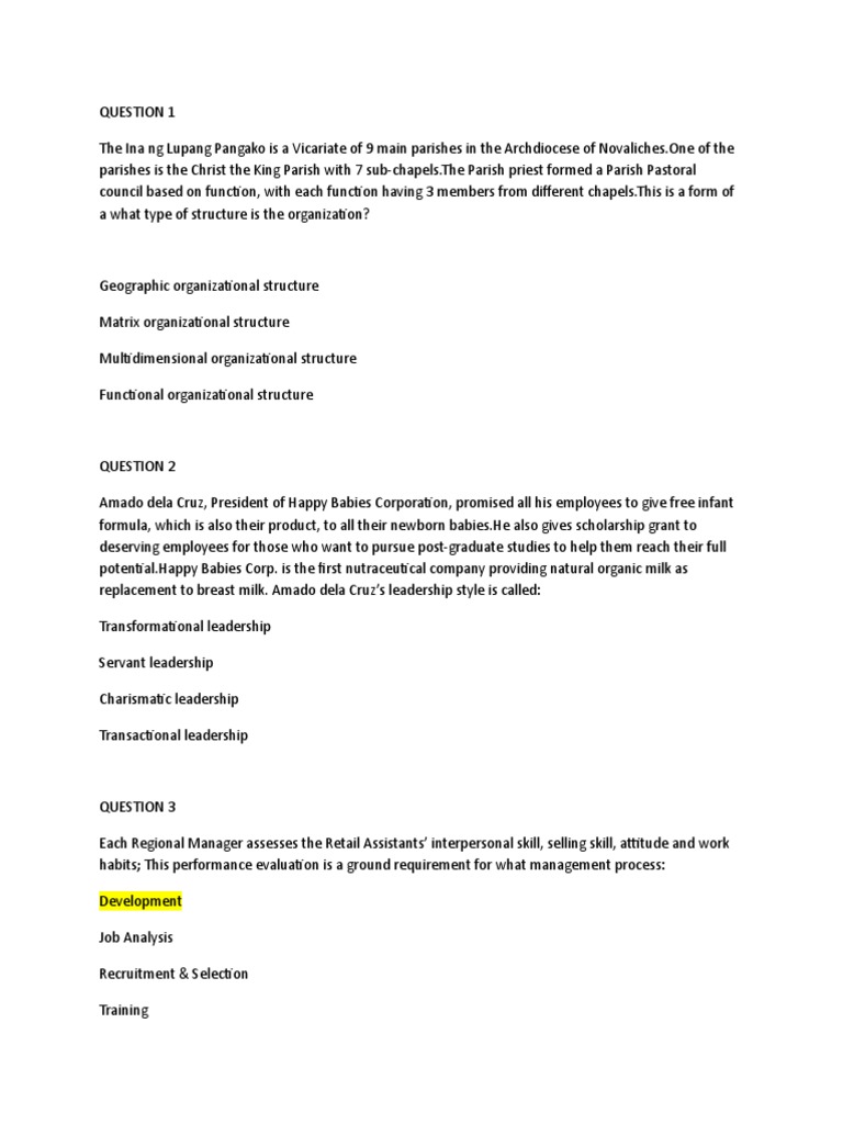 Orgman Exam Day 1 PDF Organizational Structure Human Resources