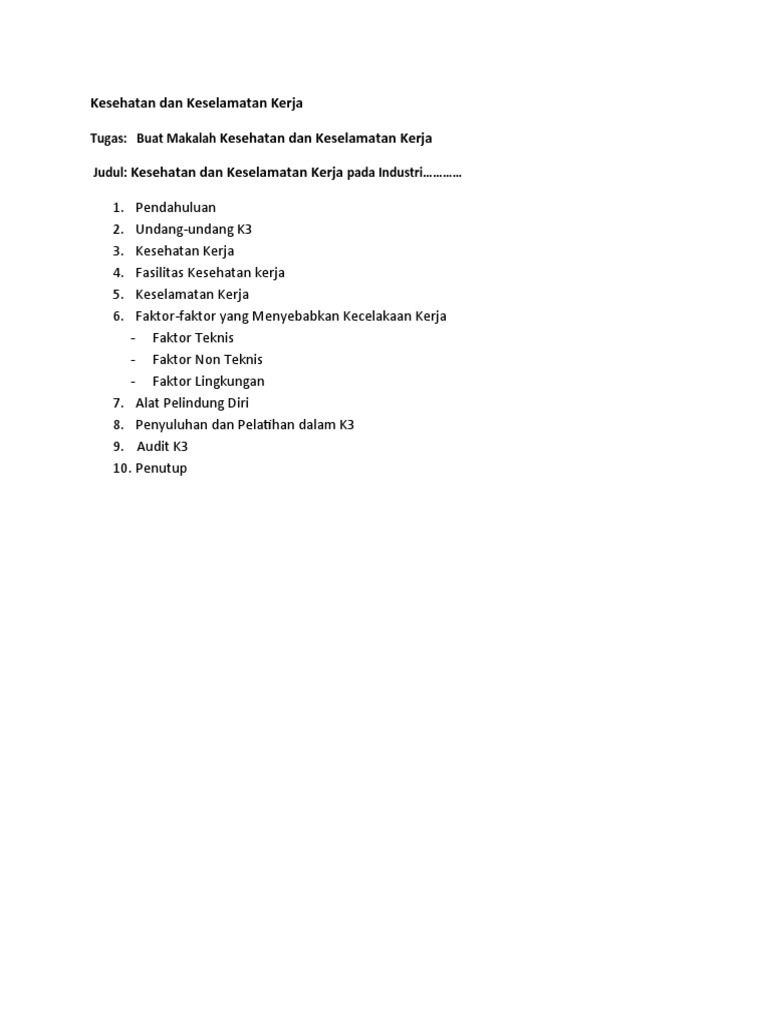 Kuis Kesehatan Dan Keselamatan Kerja K3 Pdf