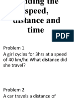 Finding The Speed Distance and Time