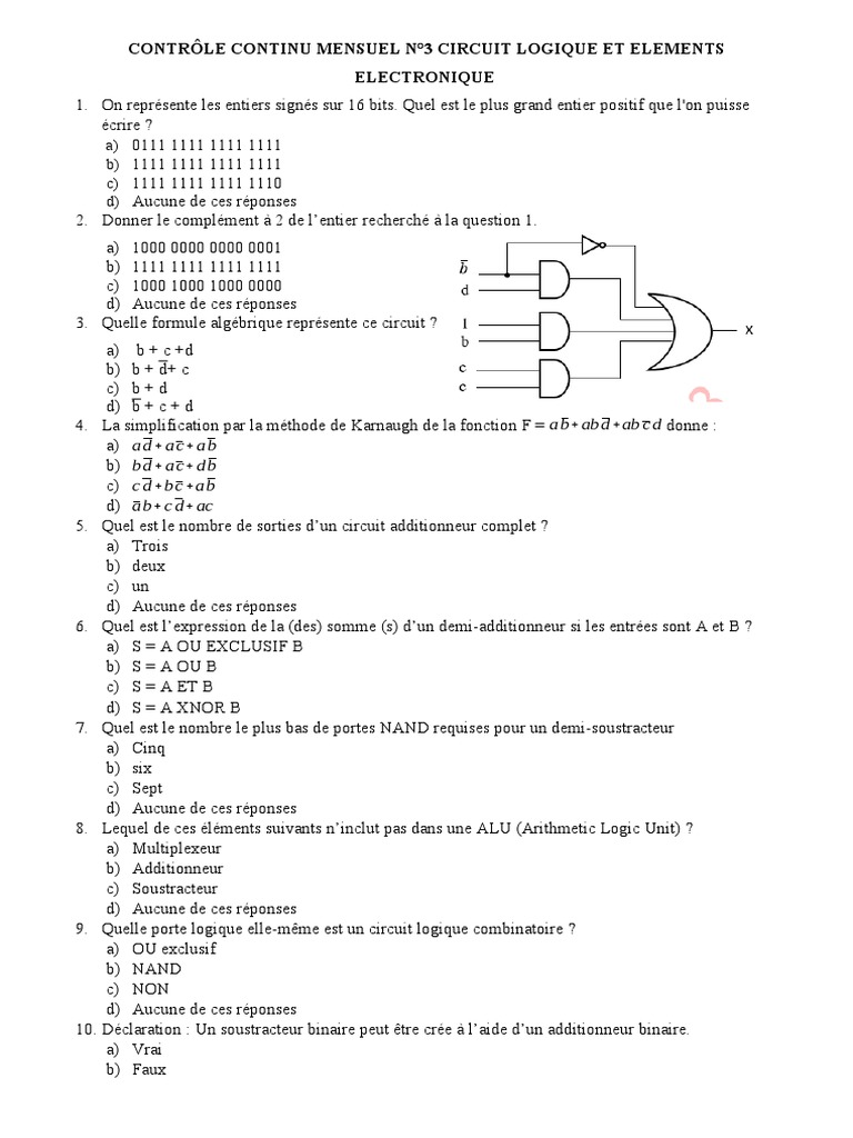 Entiers signés et circuits logiques | PDF | Ingénierie électronique ...