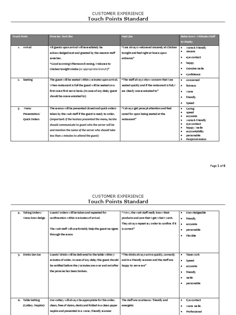 Customer experience touch point pdf