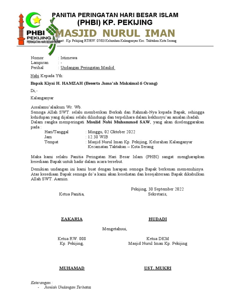 Undangan Rajab 2023 | PDF