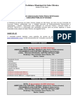 Edital retifica data e locais de prova concurso Prefeitura Sales Oliveira SP