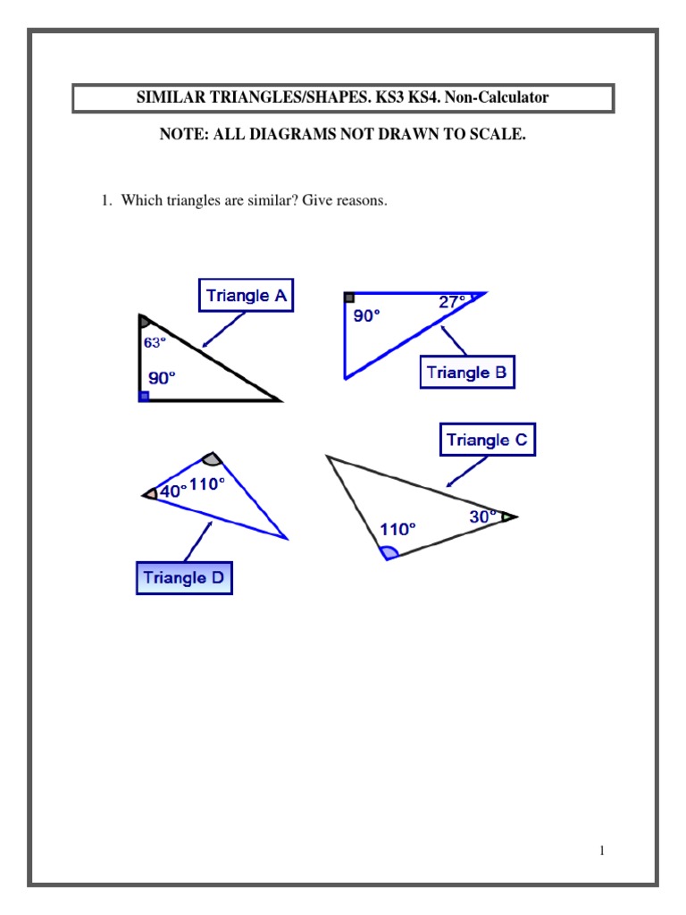Similar Triangles Shapes KS3 KS4 With Answers PDF PDF
