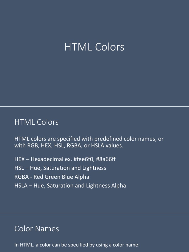 Topic 6 HTML Colors PDF | PDF