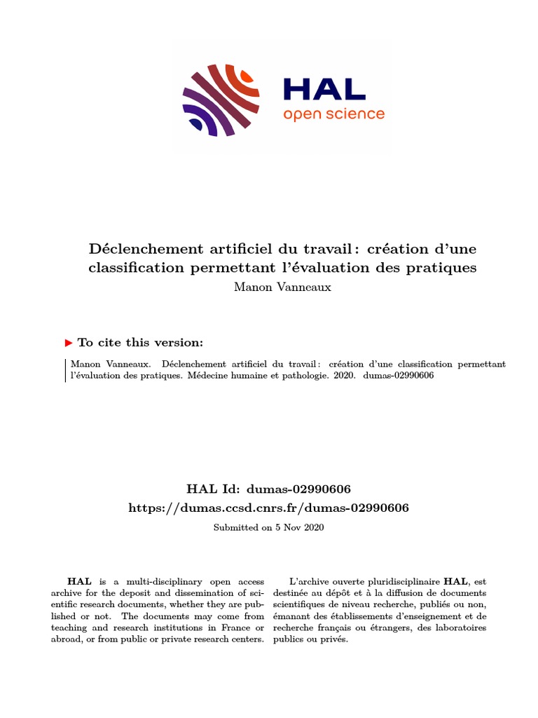 Classification du Déclenchement Artificiel | PDF | Accouchement | Grossesse