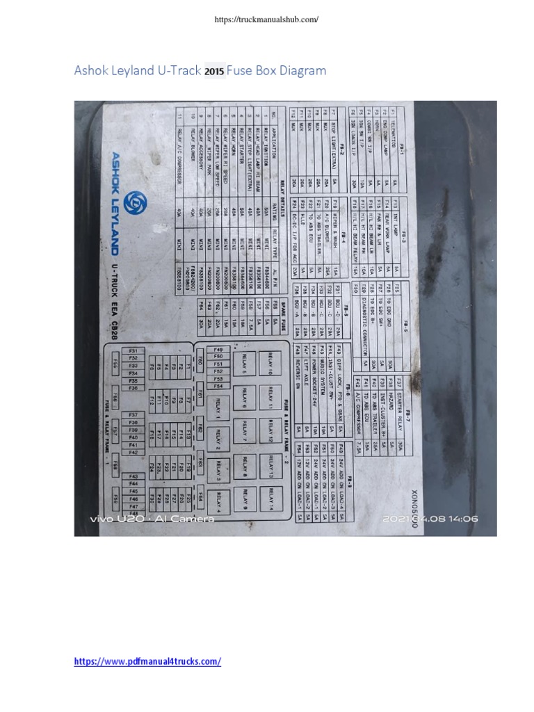 Ashok Leyland UTrack 2015 Fuse Box Diagram PDF