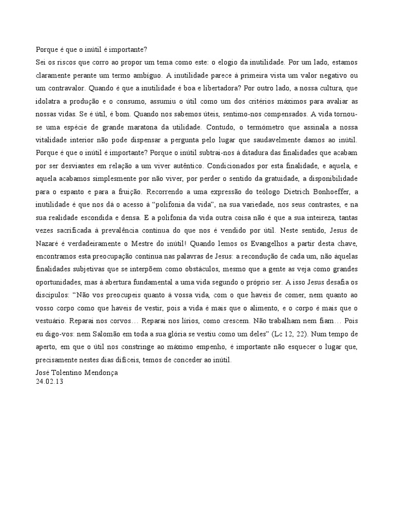 Porque É Que o Inútil É Importante | PDF